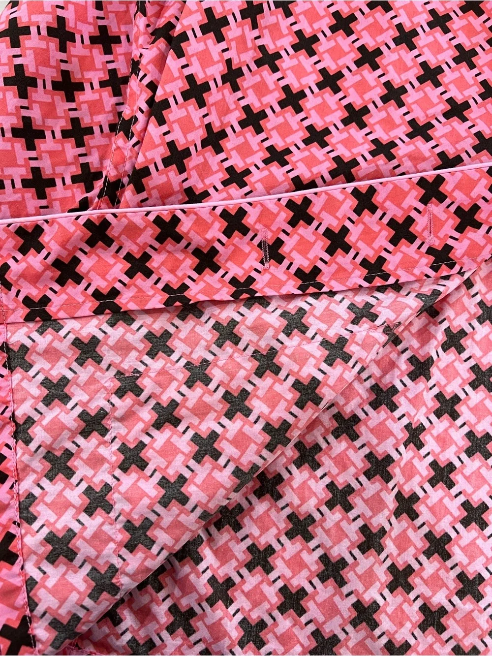 Tory Burch Pink and Black Geometric Pajama Set
